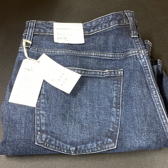 High rise boot, cut dark denim jeans - Picture 1 of 10